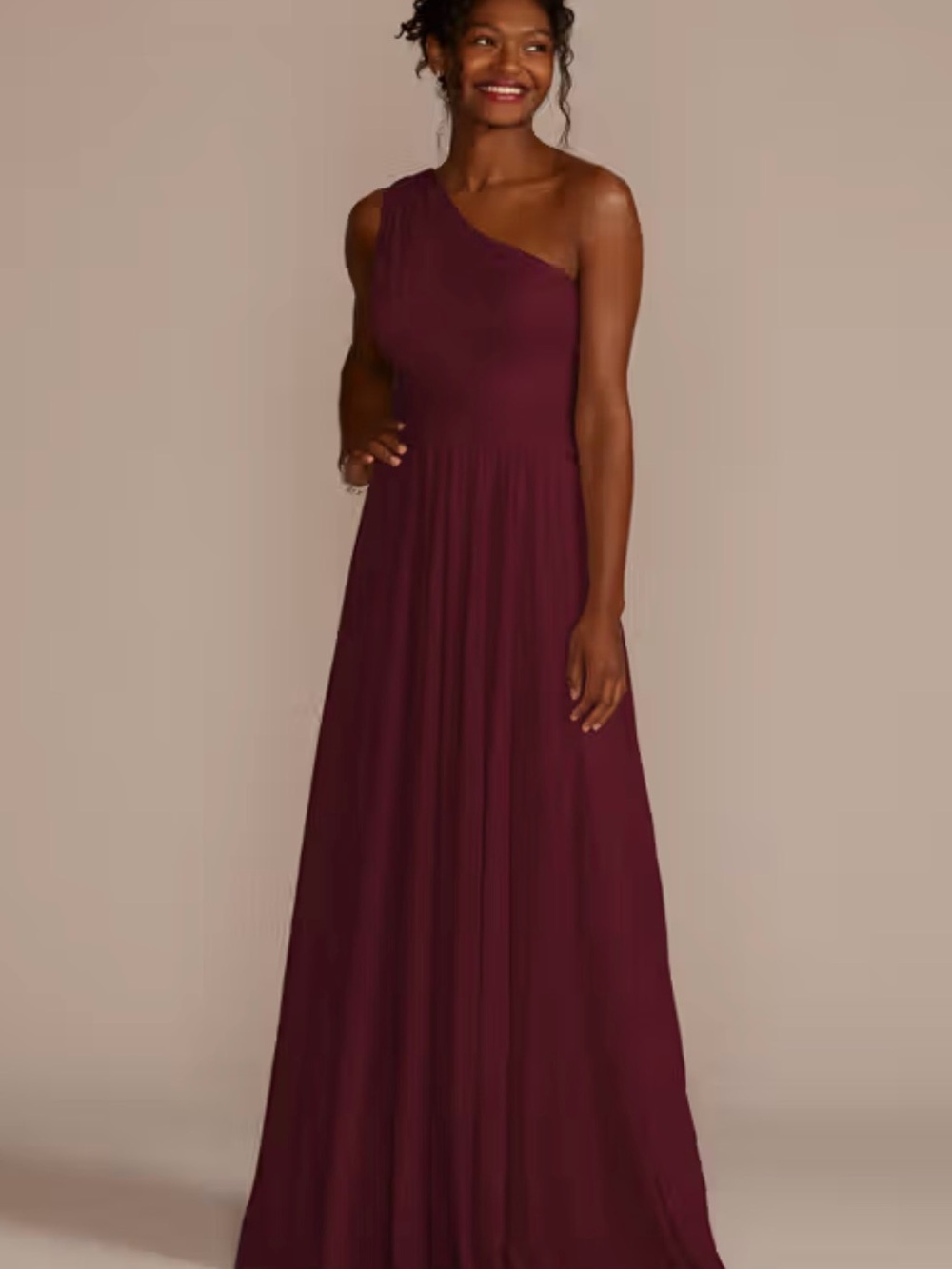David's Bridal One-Shoulder Maxi Dress